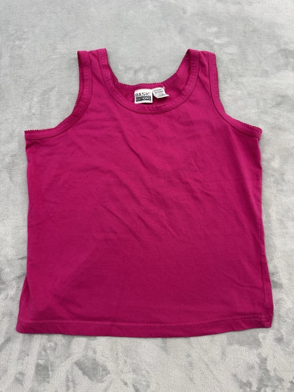 Vintage Basic Editions Tank Top Woman Size Medium Pink Cotton Y2K